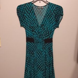 Apt. 9 Teal and Black Geometric Midi Dress